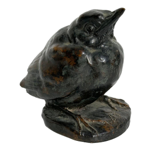 Paul Wayland Bartlett Antique Cast Bronze Baby Robin Bird Sculpture