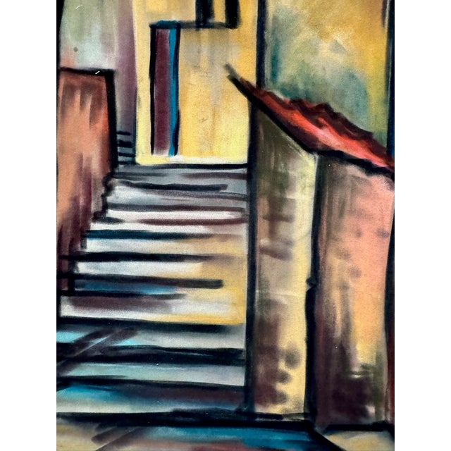 Rustic Henry Emil Salloch Original Watercolor on Paper Expressionist European Townscape, 1962. For Sale - Image 3 of 7