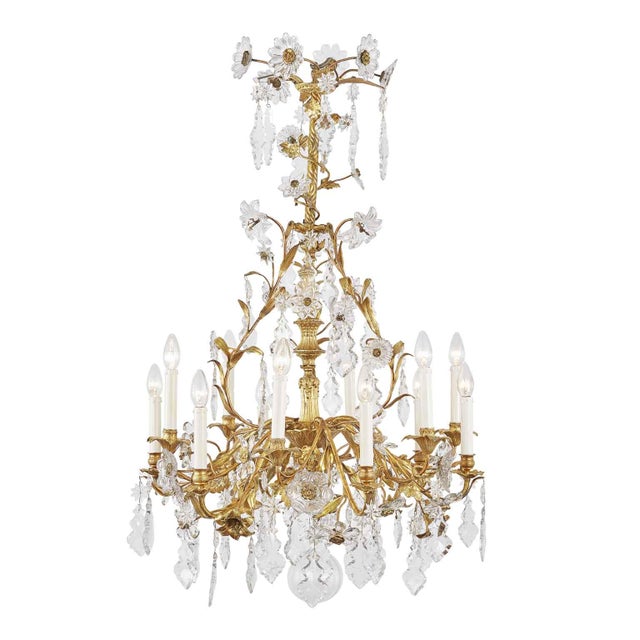 Antique French Gilt Chandelier with Crystals For Sale - Image 12 of 12