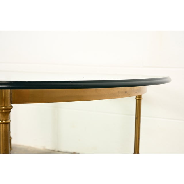 LaBarge Hollywood Regency Brass and Glass Hooved Feet Cocktail Table | Circa 1960s For Sale - Image 10 of 12