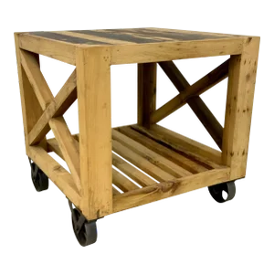 Organic Modern Reclaimed Wood Cart on Wheels