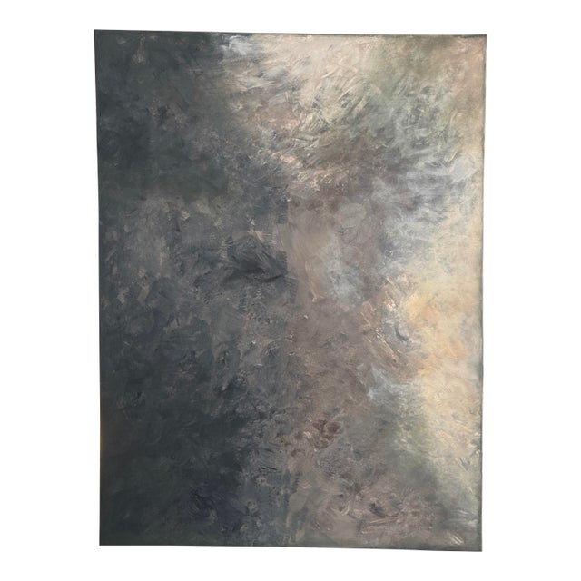 Oversized Large Original Abstract Acrylic Painting on Canvas With Moody Stormy Neutral Palette For Sale