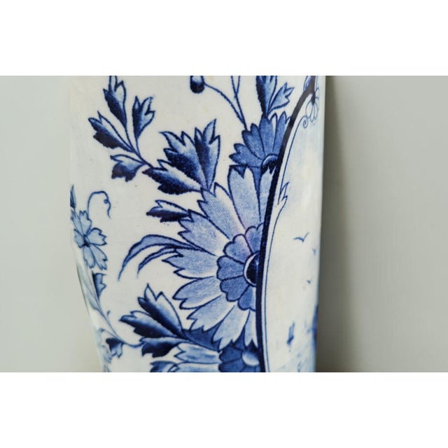 Blue Vintage Hand-Painted Dutch Delft Blue Sailing Ship Vase, 1950s For Sale - Image 8 of 17