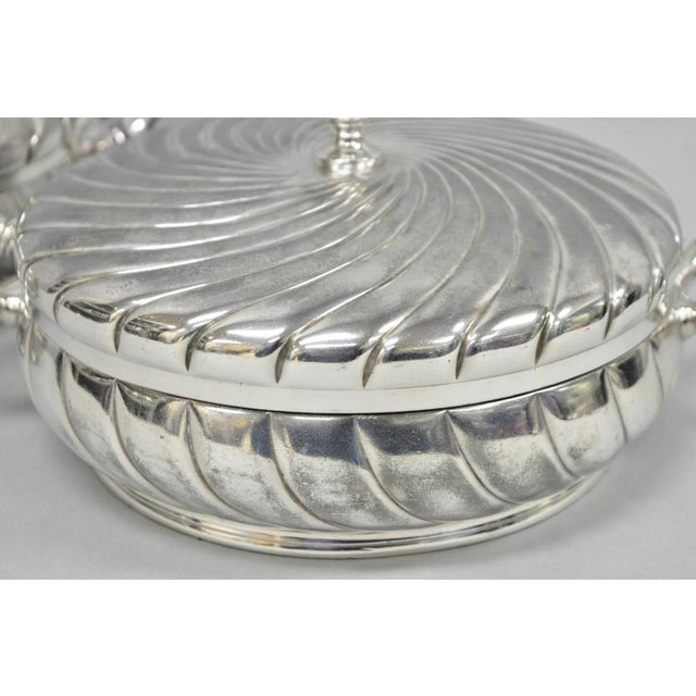 Antique Victorian Meriden B Co Spiral Swirl Silver Plated Covered Serving Dish Tureen - a Pair For Sale - Image 15 of 18