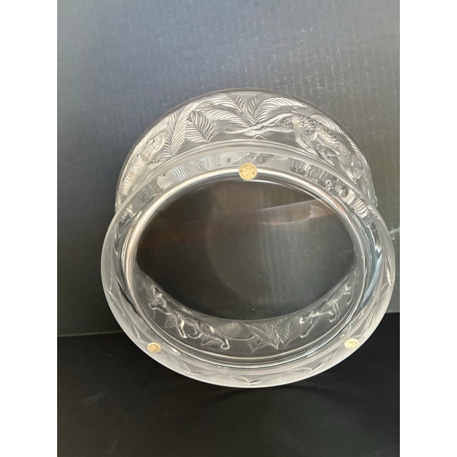 1990s 1990s Lalique Crystal Jungle Bowl, Model 1111500, Features a Detailed, Frosted Crystal Leopard Motif Surrounding the Exterior. For Sale - Image 5 of 12