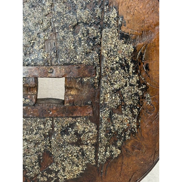 Contemporary Mounted Ox Wheel Sculpture for Indoor or Garden Use For Sale - Image 3 of 6