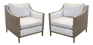 Pair of Century Furniture Monarch Wood Wrapped Contemporary Modern Armchairs