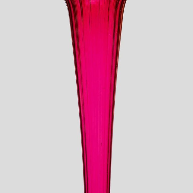 Tall Trumpet-Shaped Ruby Blown Glass from Whitefriars For Sale - Image 5 of 8