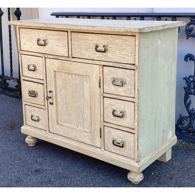 Off-white 1920s Pine Painted Eight Drawer Dresser Base For Sale - Image 8 of 14