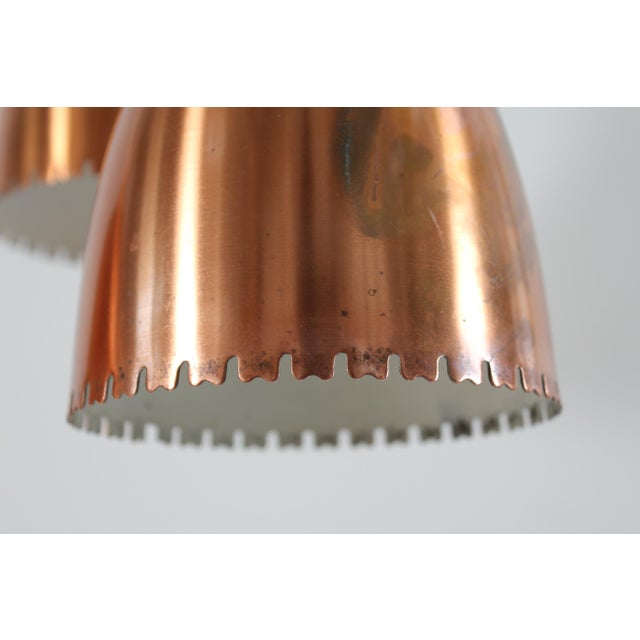 Bent Karlby 3-Cone Copper Chandelier with Canopy from Lyfa, Denmark, 1950s For Sale - Image 10 of 18