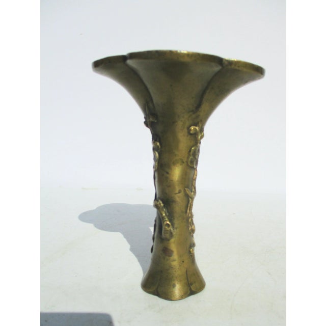 Bronze Antique Japanese Bronze Flower Vase Miniature For Sale - Image 8 of 10