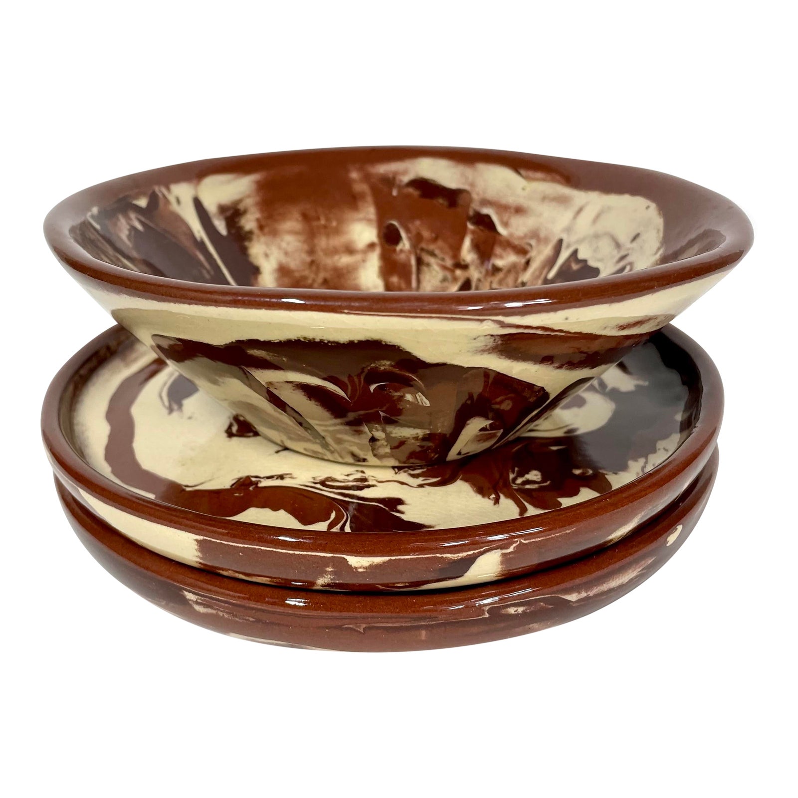 Vintage Pottery Clays in Calico Cardwell Montana Bowl and Plates Set 3