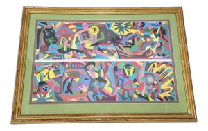 Vintage 1970s Abstract Painting by Adriana C.1978