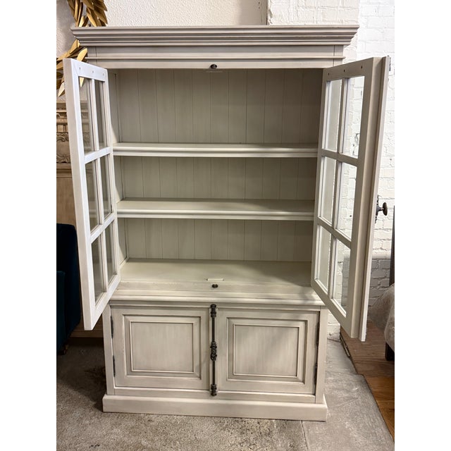 Cream Restoration Hardware French Casement Two Piece Cabinet For Sale - Image 8 of 12