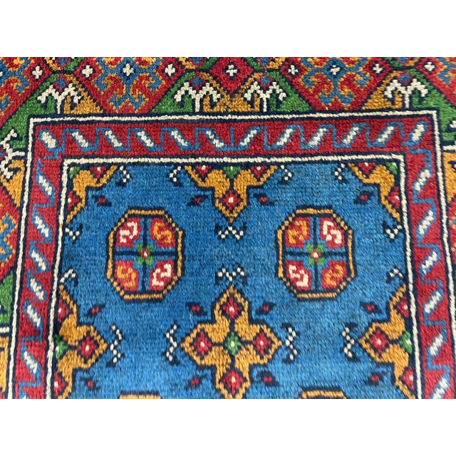 Blue Tribal Oriental Wool Runner Rug With Geometric Medallions, 2'7" X 6'8" For Sale - Image 9 of 15