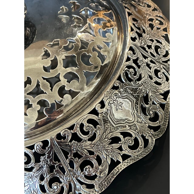 Antique Forbes Silverplate Co Large Reticulated Flower Frog Bowl Serving For Sale - Image 11 of 12