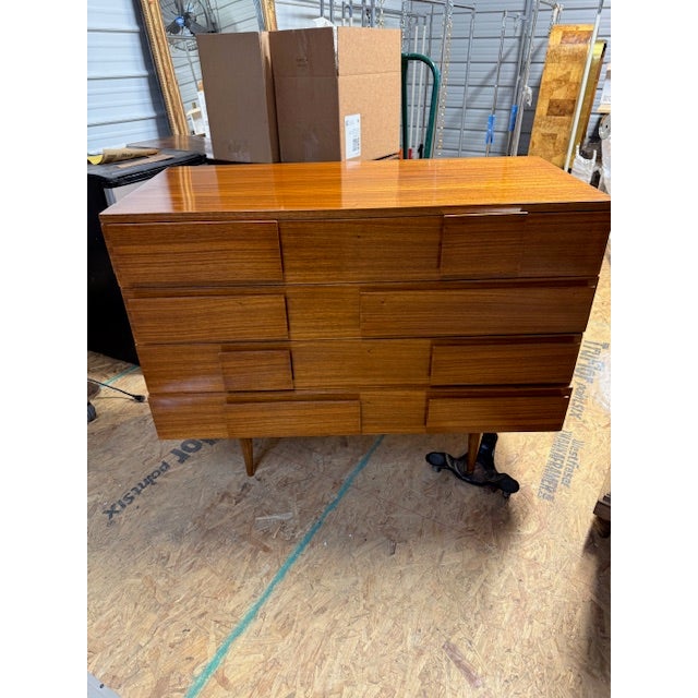 Wood Modern Italian Gio Ponti Manner Walnut Chest For Sale - Image 7 of 9