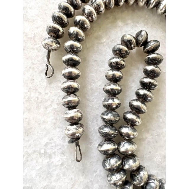 American Sterling Silver Vintage Southwestern American Beaded Necklace For Sale - Image 3 of 3