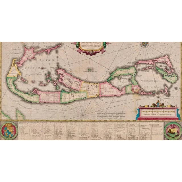 Bermuda: An Early 17th Century Hand-Colored Map by Henricus Hondius, 1633 For Sale - Image 4 of 5