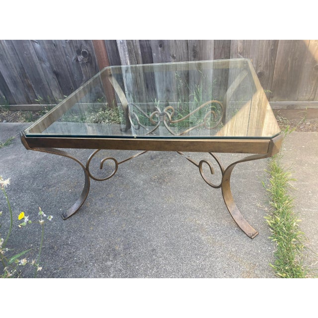 2010s Vintage Glass and Metal Coffee Table For Sale - Image 5 of 9