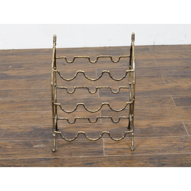 Mid 20th Century French Brass Faux Bamboo Wine Rack with Arching Motifs and Pad Feet For Sale - Image 4 of 12