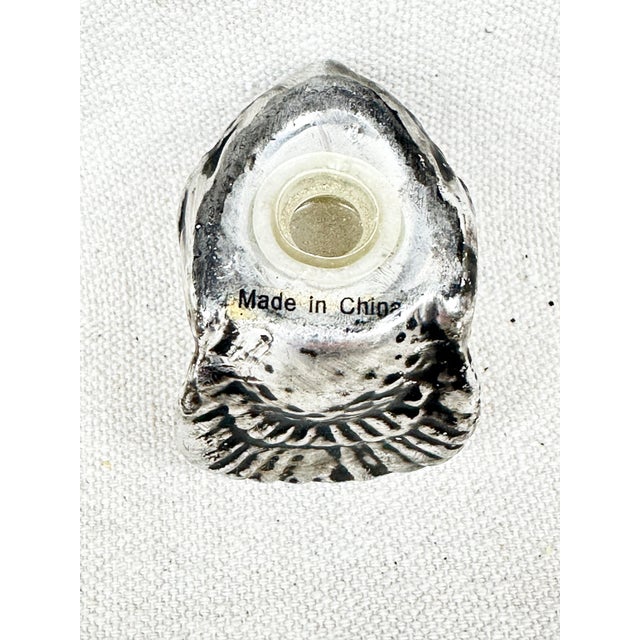 Ceramic Vintage Ceramic Turkey Salt & Pepper Shakers With Metallic Silver Finish - A Pair For Sale - Image 7 of 7