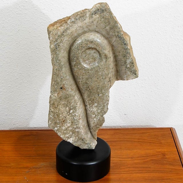 Mid-Century Modern Mid Century Modern Abstracted Stone Sculpture Statue Carved Marble With Wooden Base For Sale - Image 3 of 12