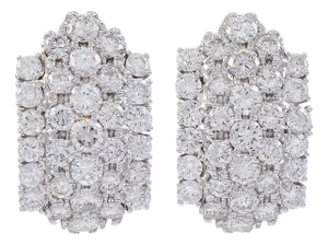 1960s 12 Carat Diamond Cocktail Stud Earrings in 18 Karat White Gold