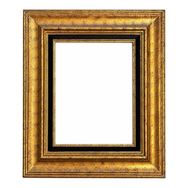 Vintage Italian Style Ornate Gold Picture Frame 19x21 Black Velvet Accent For Sale
