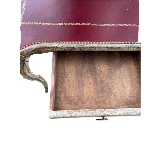 Vintage Minton-Spidell Leather Top Game Table For Sale - Image 10 of 14