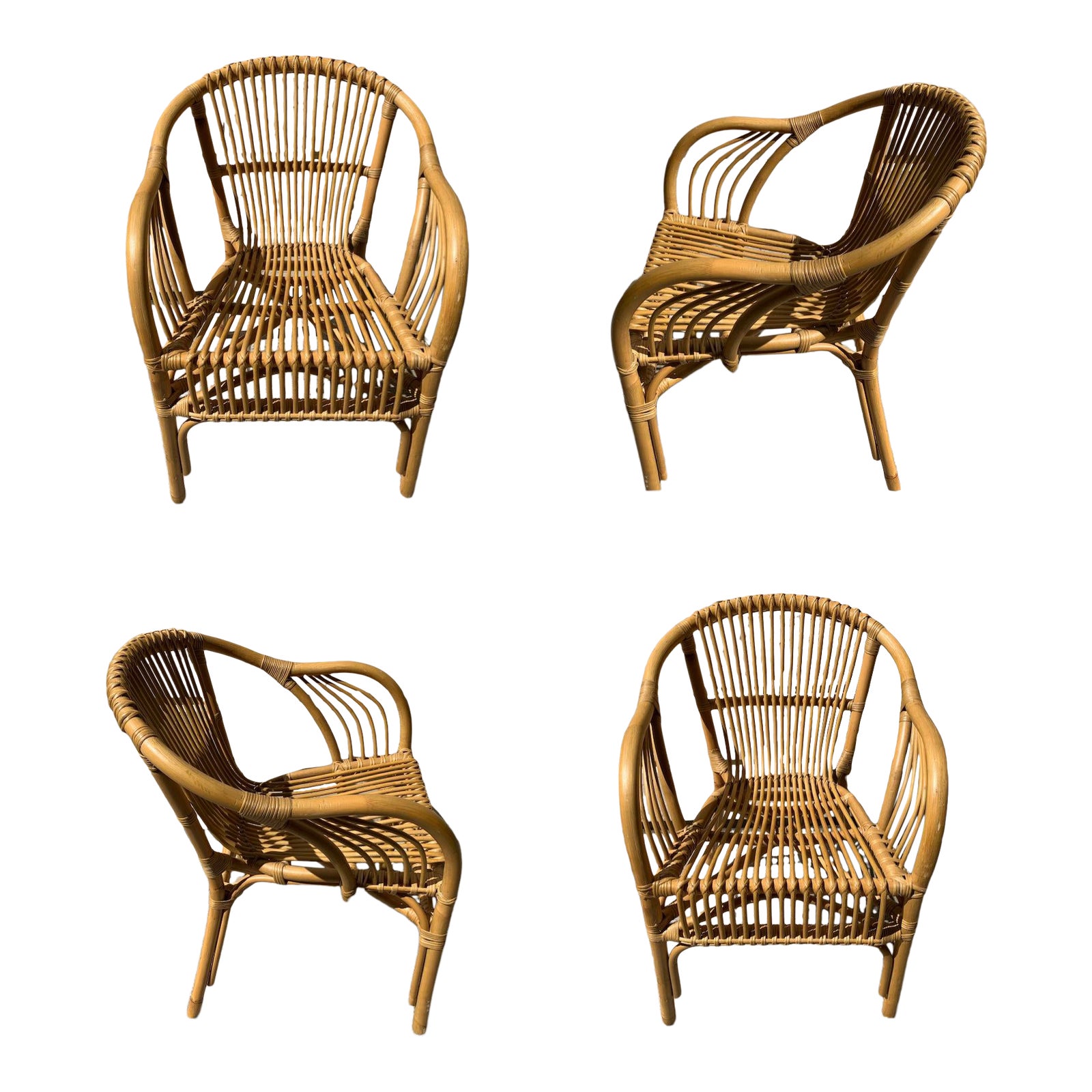 Vintage Wicker Chairs Set of 4 Chairish