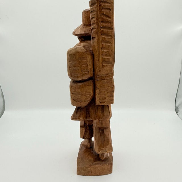 Vintage South American Hand-Carved Wood Traveler Folk Art Sculpture For Sale - Image 4 of 7
