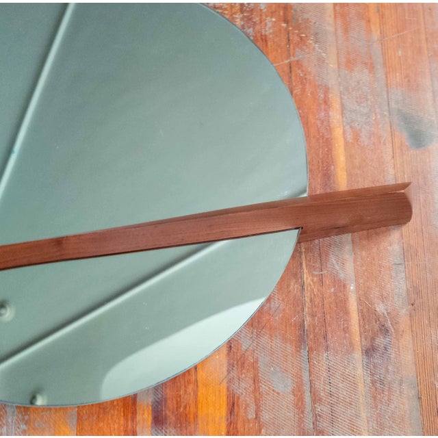 Mid-Century Modern Round Mirror With Sculptural Carved Walnut Accent For Sale - Image 10 of 17