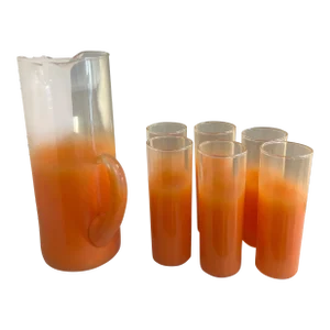 Orange Blendo Pitcher and Drinking Glass Set- 7 Pieces