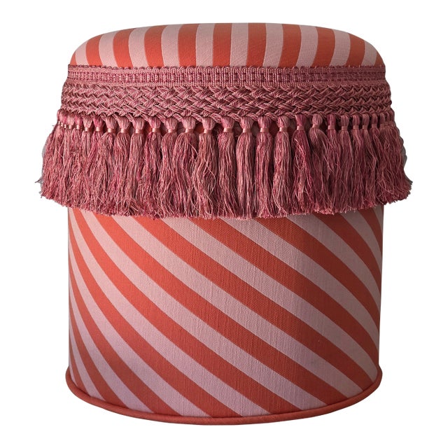 Jaipur Coral Custom Made Ottoman For Sale