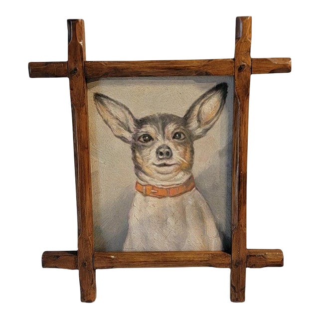 1930s Early Chihuahua Oil Painting W/ Frame For Sale