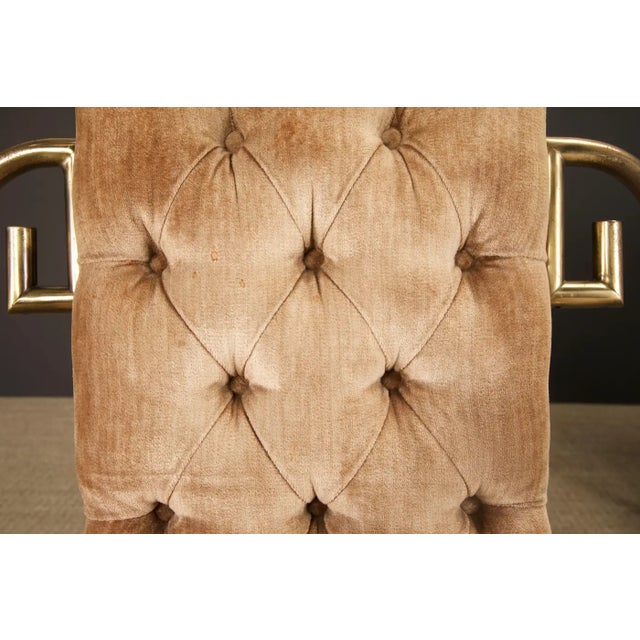 Greek Key Brass & Velvet Dining Chairs by Mastercraft, C. 1970 Italy, Set of 6 For Sale - Image 17 of 18