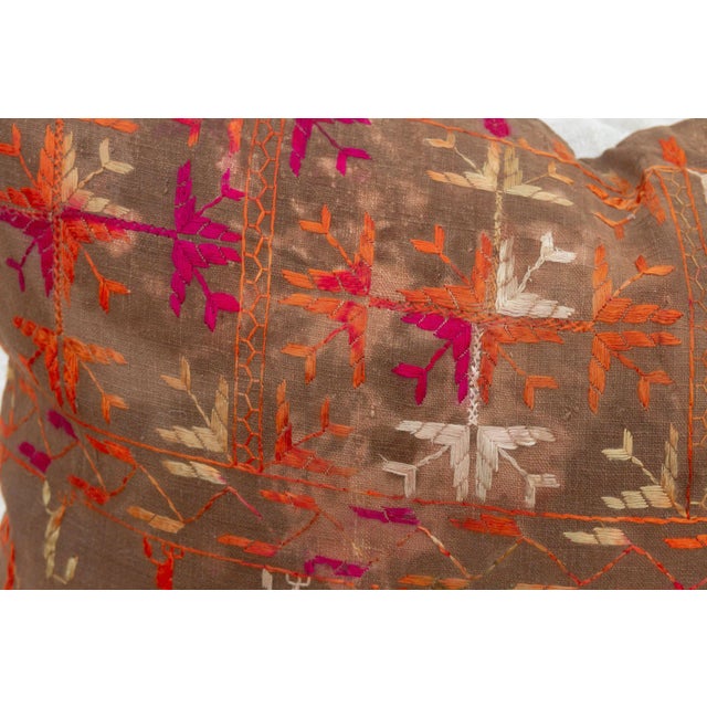Firozpur, Antique Phulkari Lumbar Pillow Cover For Sale - Image 4 of 7