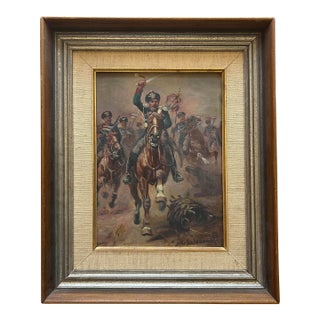 Signed Military Oil Painting by Afanasij Scheloumoff - Early to Mid 20th Century For Sale