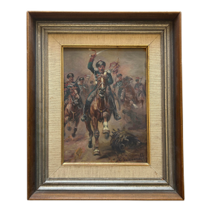 Signed Military Oil Painting by Afanasij Scheloumoff - Early to Mid 20th Century