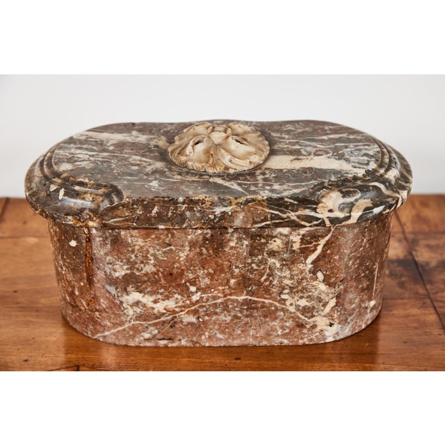 Stone Antique, French, Chocolate Marble Box For Sale - Image 7 of 7