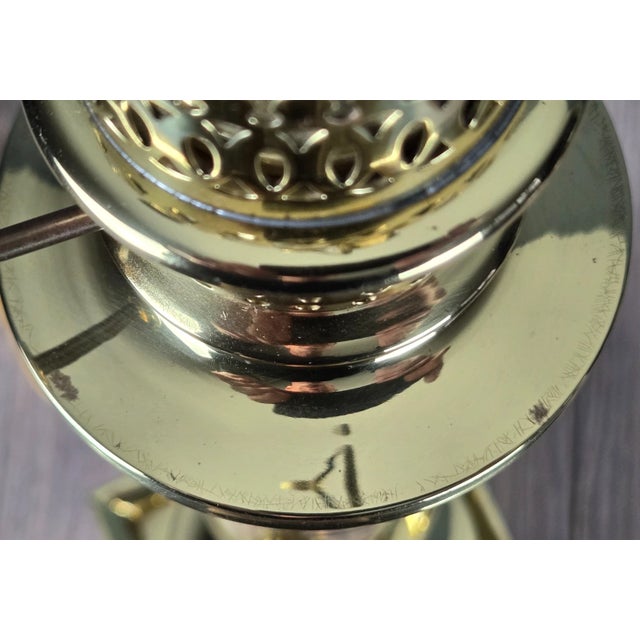 1990s Frederick Cooper Brass Faux Lantern Column Footed Table Lamp For Sale - Image 10 of 17