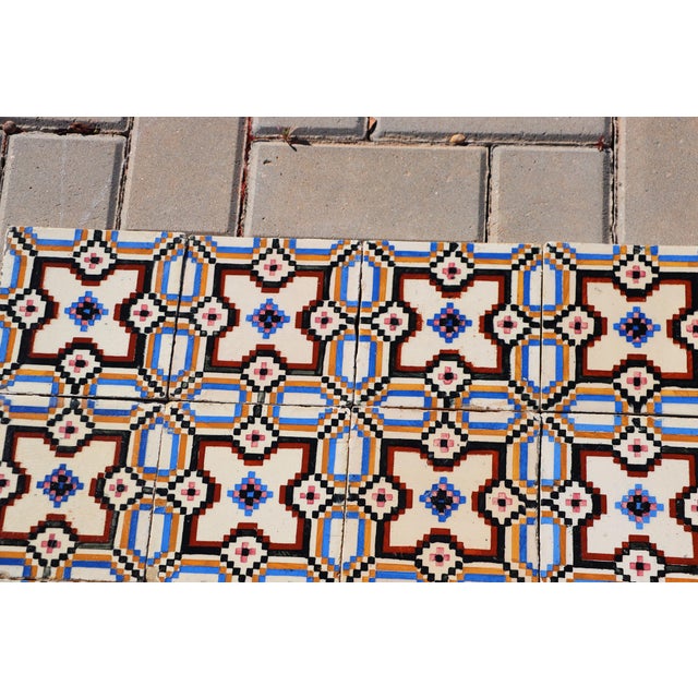 Art Nouveau / Early Art Deco Design Set of 33 Portuguese Geometric Tiles Multicolor c.1900s For Sale - Image 9 of 18