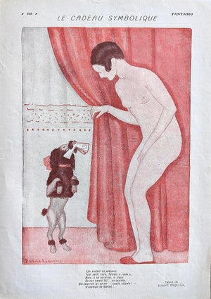 Original 1927 Fantasio Illustration by Pere Torné Esquius – French Art Deco Magazine Print – "Le Cadeau Symbolique"