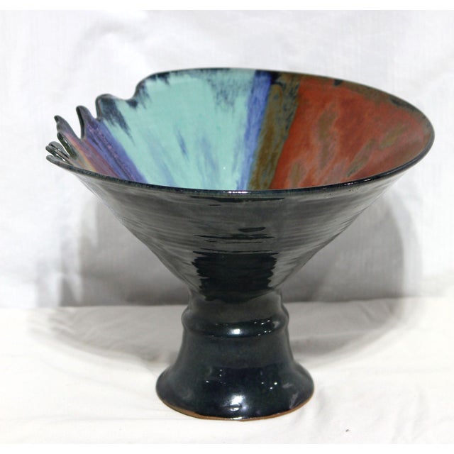 This unique pottery piece would be stunning as a centerpiece! By Texas potter Rachel Norris, it has a unique, detailed...