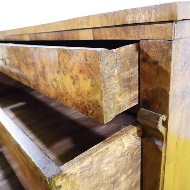 Wooden Chest of Drawers with Three Drawers and Burl Finish For Sale - Image 10 of 14