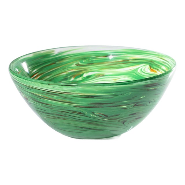 Delphine Glass Serving Bowl- Multi Green, 12" x 5" For Sale