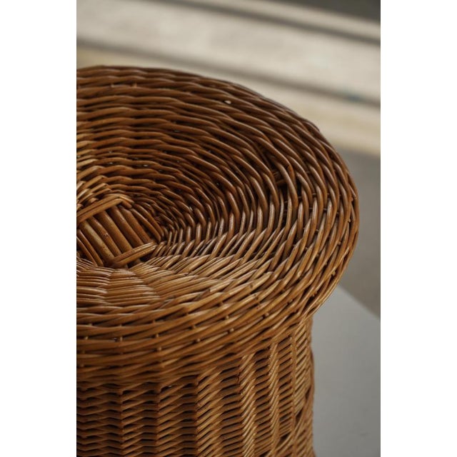 Mid-Century French Bohemian Rattan Side Table or Stool, 1950s For Sale - Image 6 of 17