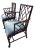 Air of Baker Chinoiserie Lacquered Lounge Chairs With Geometric Lattice Backs & Upholstered Seats For Sale