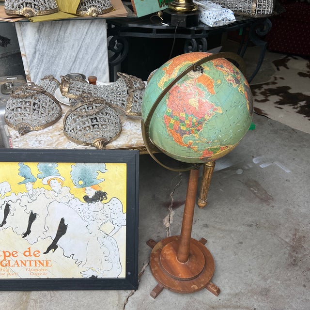1970s Streamlined Designed Wooden MCM Standing Globe For Sale - Image 12 of 12